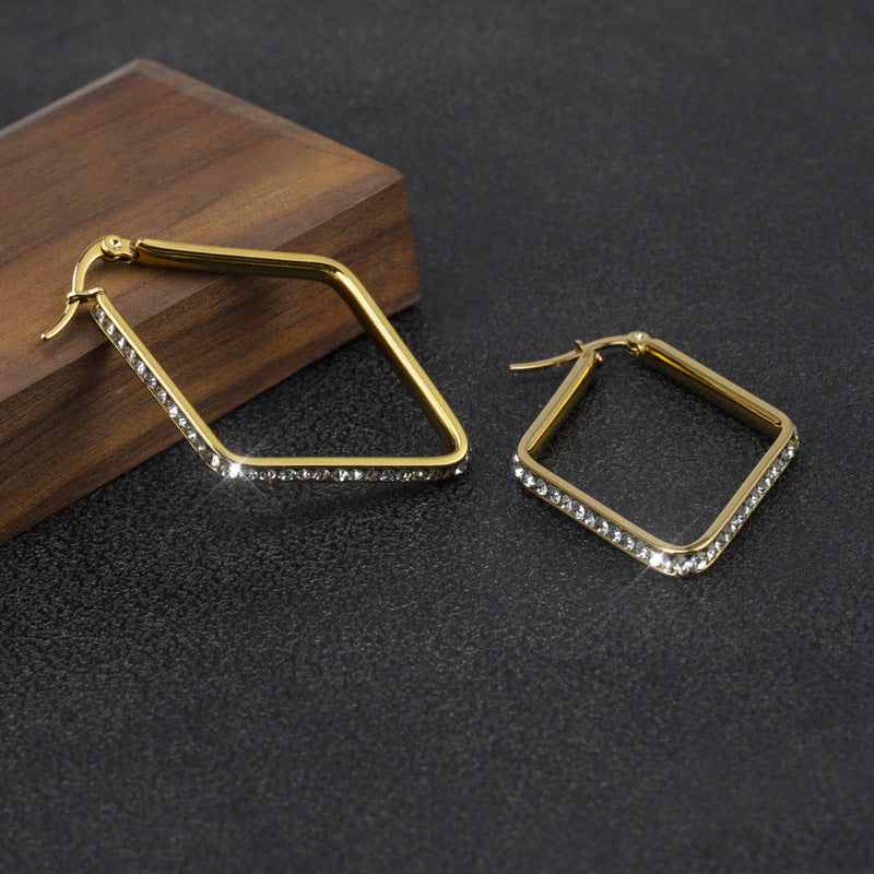 Wholesale titanium steel rhombus earrings